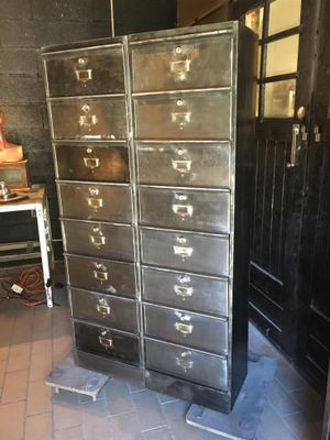 Vintage Industrial French Brass And Iron Filing Cabinet From Roneo