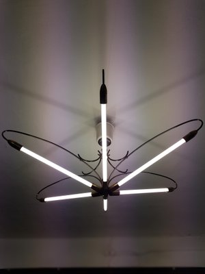 Large Vintage Neon Tube Chandelier 1950s For Sale At Pamono
