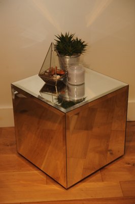 Vintage Mirrored Glass Cube Side Table 1980s For Sale At Pamono