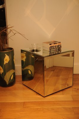 Vintage Mirrored Glass Cube Side Table 1980s For Sale At Pamono