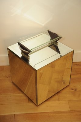 Vintage Mirrored Glass Cube Side Table 1980s For Sale At Pamono
