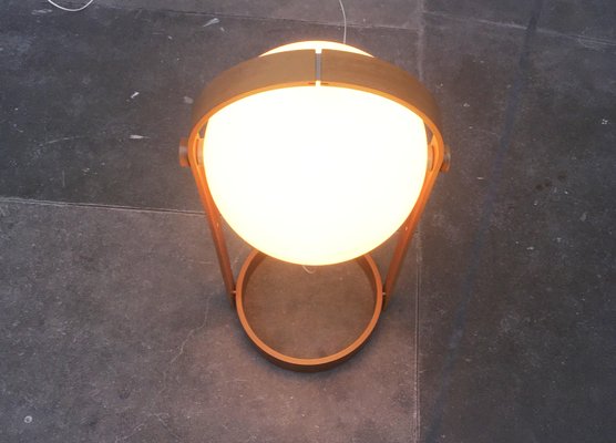 Mid Century Swiss Space Age Plastic Plywood Floor Lamp from