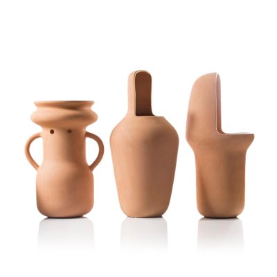 Big Terracotta Gardenias Vases By Jaime Hayon Set Of 3 For Sale