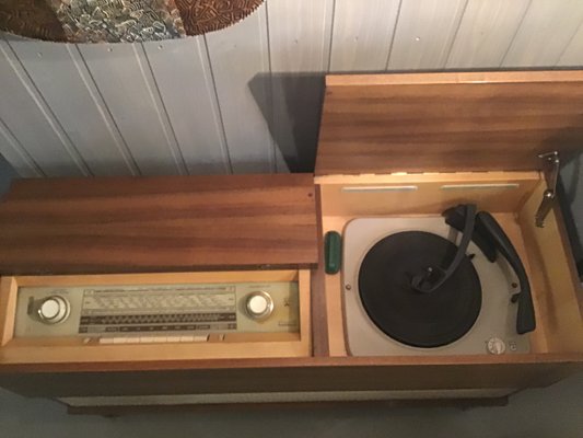 Cabinet With Radio And Record Player From Grundig 1950s For Sale
