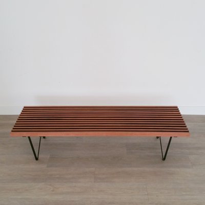 Mid Century Metal And Teak Bench 1960s For Sale At Pamono