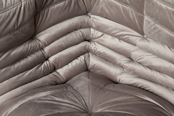 Vintage French Velvet Togo Corner Sofa By Michel Ducaroy For Ligne