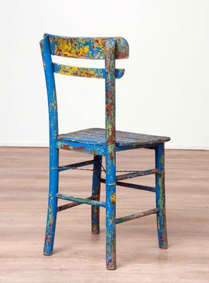 Vintage Rustic Paint Splashed Wooden Chair For Sale At Pamono