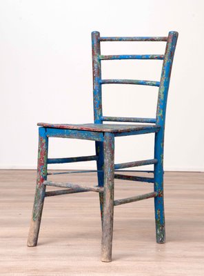 Vintage Rustic Painted Wooden Chair For Sale At Pamono