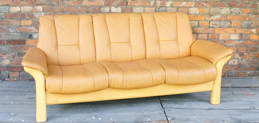Vintage Scandinavian Modern Leather, Yellow Leather Sofa Modern