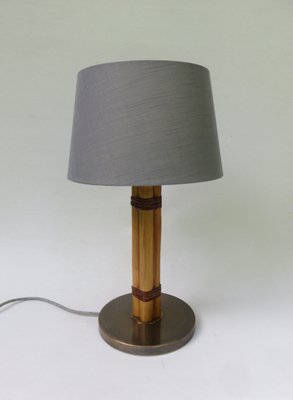 Scandinavian Modern Brass, Bamboo, and Linen Table Lamp from Bergboms, 1960s Scandinavian Modern Brass, Bamboo, and Linen Table Lamp from Bergboms, 1960s