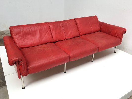 Mid Century Finnish Red Leather Ateljee Sofa By Yrjo Kukkapuro For Mid Century Finnish Red Leather Ateljee