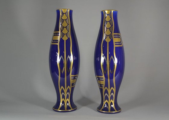 Art Deco Vases By Gustave Asch For Saint Radegonde 1930s Set Of