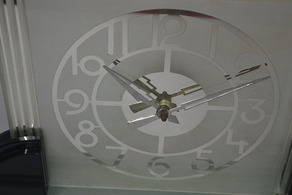 Large Art Deco Modernist Glass Mirrored Clock For At Pamono Art Deco Modernist Glass Mirrored Clock