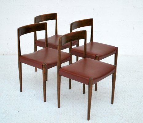 Scandinavian Modern German Leatherette, Modern Wood Dining Chairs Set Of 4