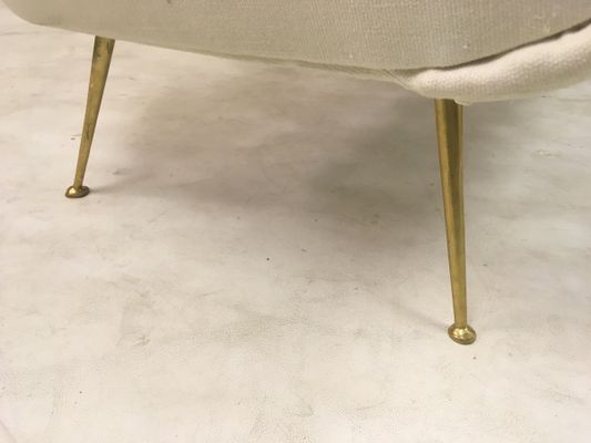 Mid Century Italian 2 Seater Sofa With Br Legs 1950s