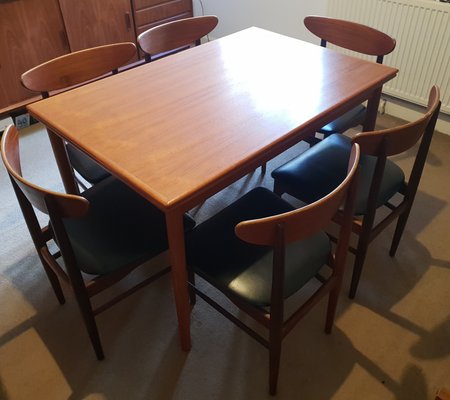 Danish Leather And Teak Dining Table Chairs Set By Dyrlund