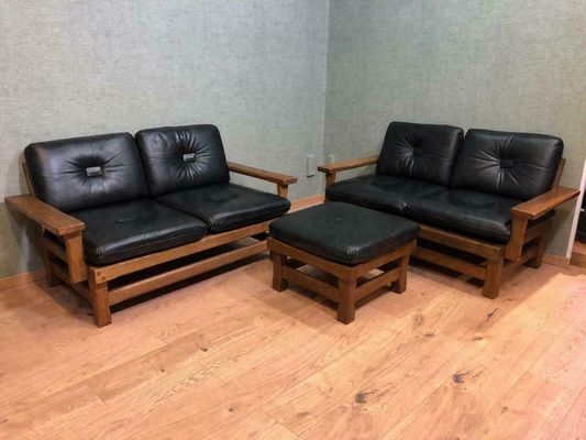 Mid Century Leather And Wood Sofa 1960s Mid Century Leather And Wood Sofa 1960s
