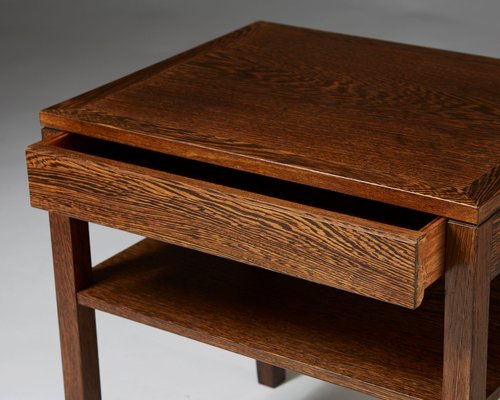Mid Century Danish Wenge Side Table, Extra Large End Table With Drawers