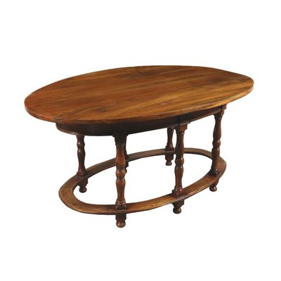 Elliptical Antique Italian Walnut Dining Table Elliptical Antique Italian Walnut Dining Table