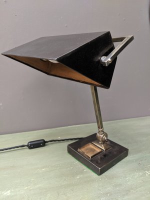 Vintage French Brass Steel Bankers Desk Lamp For Sale At Pamono