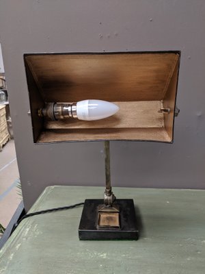 Vintage French Brass Steel Bankers Desk Lamp For Sale At Pamono