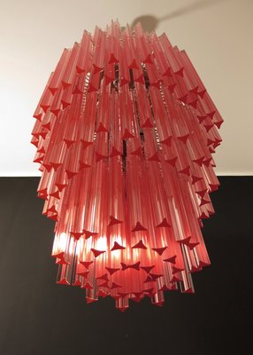 Large Italian Red Hand Blown Murano Glass Chandelier Large Italian Red Hand Blown Murano Glass Chandelier
