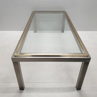 Vintage Chrome Brass Coffee Table With A Glass Top 1980s For Sale At Pamono