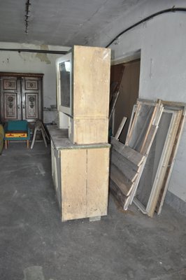 Vintage Glass Painted Wood Kitchen Cupboard 1930s For Sale At