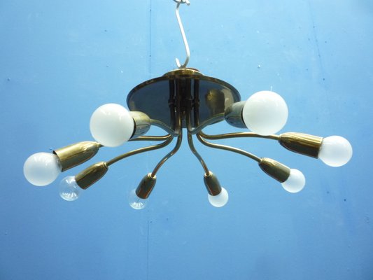 Mid Century German Brass Metal Sputnik Ceiling Lamp 1950s