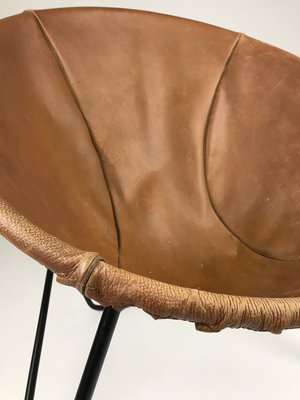 Mid Century Swedish Leather Lounge Chair From Ikea 1950s For Sale
