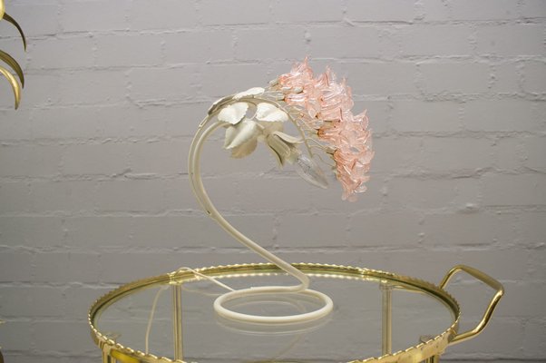 Mid Century Italian Murano Glass Flower, Flower Table Lamp