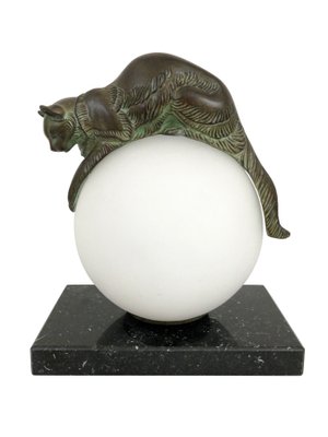 Equilibre Illuminated Cat Sculpture By Eugene Gaillard For Max Le Verrier For Sale At Pamono Equilibre Illuminated Cat Sculpture By Eugene Gaillard For Max Le Verrier For Sale At Pamono