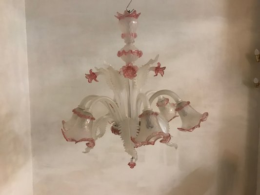 Pink Murano glass chandelier 1960s | Selency Pink Murano glass chandelier 1960s | Selency