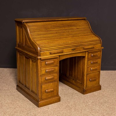 Antique Edwardian Br And Oak Roll Desk From H L For At Antique Edwardian Br And Oak Roll