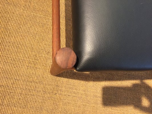 Danish Teak And Aniline Leather Stool By Hugo Frandsen For Spottrup Mobelfabrik 1960s