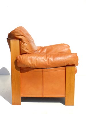 Leather And Wood Chair With Ottoman  - Leather Recliner With Ottoman, Tome Mid Century Lounge Chair With Genuine Leather And Heavy Duty Aluminum Base Modern Chaise For Bedroom Living Room Lounge Office.
