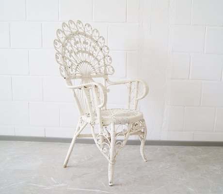 Mid Century White Rattan Peacock Chair 1967 For Sale At Pamono