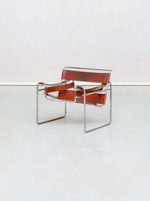 Cognac Leather Wassily Armchair By Marcel Breuer For Knoll International 1968 - 