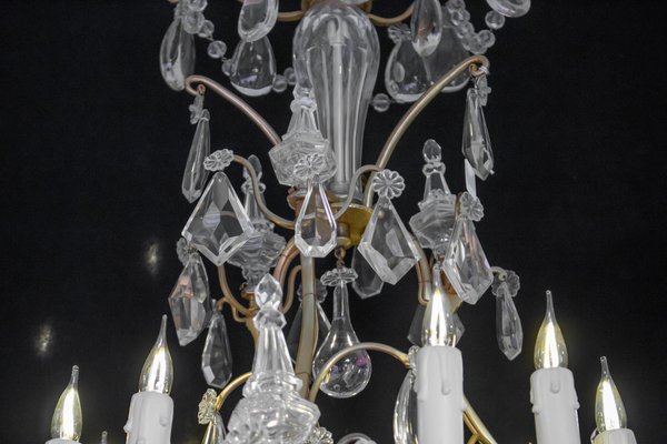 French 3 Double Light Gilded & Rock Crystal Chandelier French 3 Double Light Gilded & Rock Crystal Chandelier