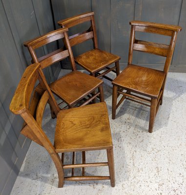 Antique Beech Elm Chapel Chairs 1900s Set Of 4 Antique Beech Elm Chapel Chairs 1900s Set Of 4