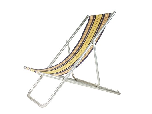 Italian Fabric Aluminum Deckchairs 1950s Set Of 2 For Sale At