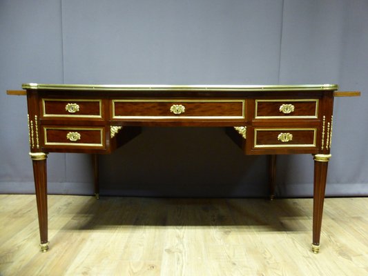 Antique Louis Xvi Style French Mahogany Brass And Leather Desk