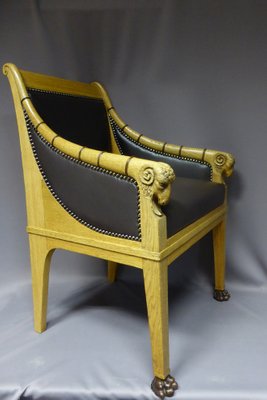 Vintage French Leather And Oak Armchair For At Pamono Vintage French Leather And Oak Armchair
