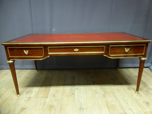 Large Antique Blonde Mahogany Desk For Sale At Pamono
