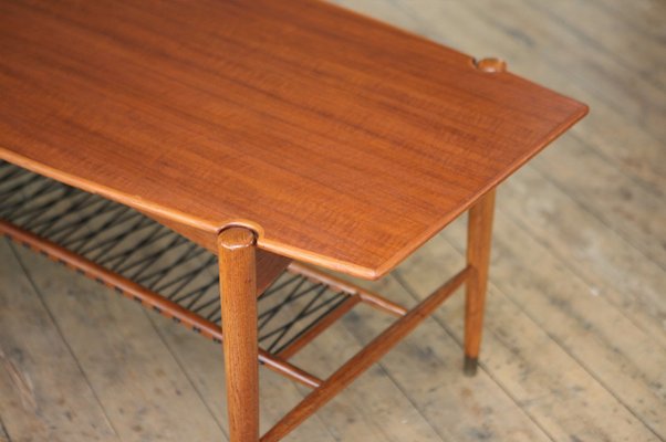 Scandinavian Modern Brass and Plastic Coffee Table by Bertil TABLE, teak, design Bertil Fridhagen, Bodafors. 1960s
