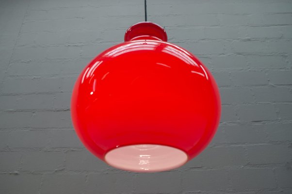 Large German Red Glass Pendant Lamp, Red Glass Pendant Lamp