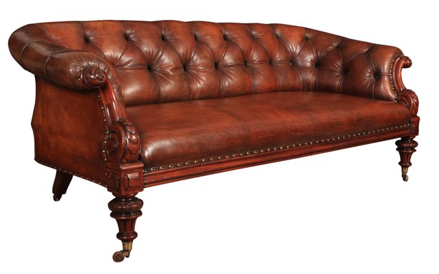 Antique Victorian Leather Chesterfield Sofa 1860s For Sale At Pamono
