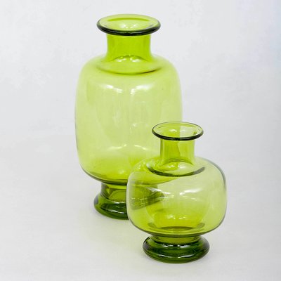 Scandinavian Modern Hand Blown Glass Vases By Per Lutken For