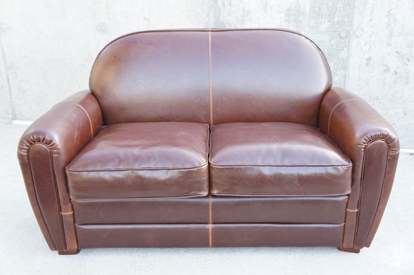 Chocolate Leather Club 2 Seat Sofa, Leather Club Sofa