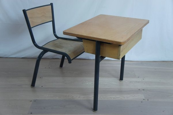 Metal Wood School Desk 1950s For Sale At Pamono